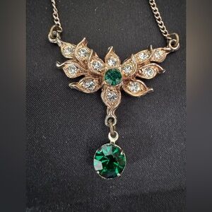 Vintage crystal rhinestone Butterfly styled necklace 7.5” chain length